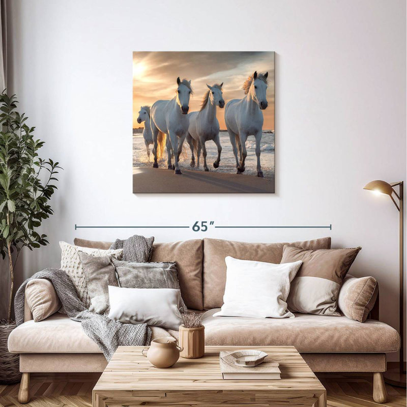 Brampt Shoreline White Horses, 36" H x 36" W