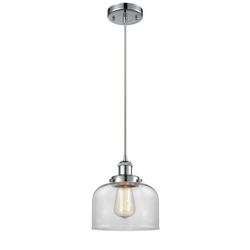 Mini luminaire suspendu à cordon 8 lumières Ballston Urban Bell, Ampoule non incluse, Clair, Chrome poli