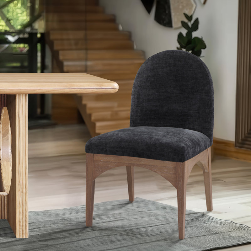 Waldorf 19.75'' H Upholstered Side Chair, Natural, Black Chenille