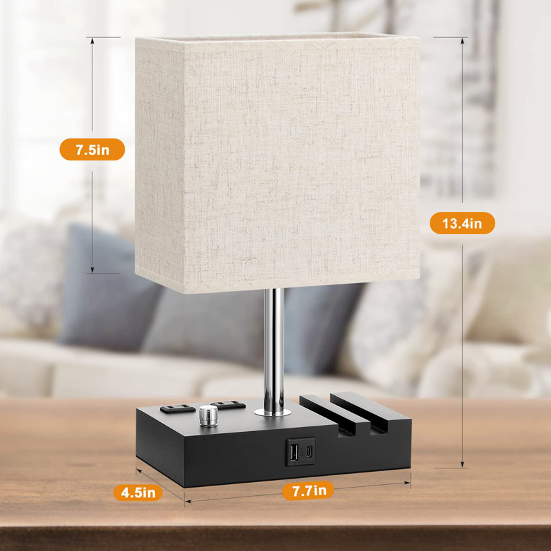 Lampe de table Simrit, H 13,39 po x l 4,49 po x P 7,72 po, Beige