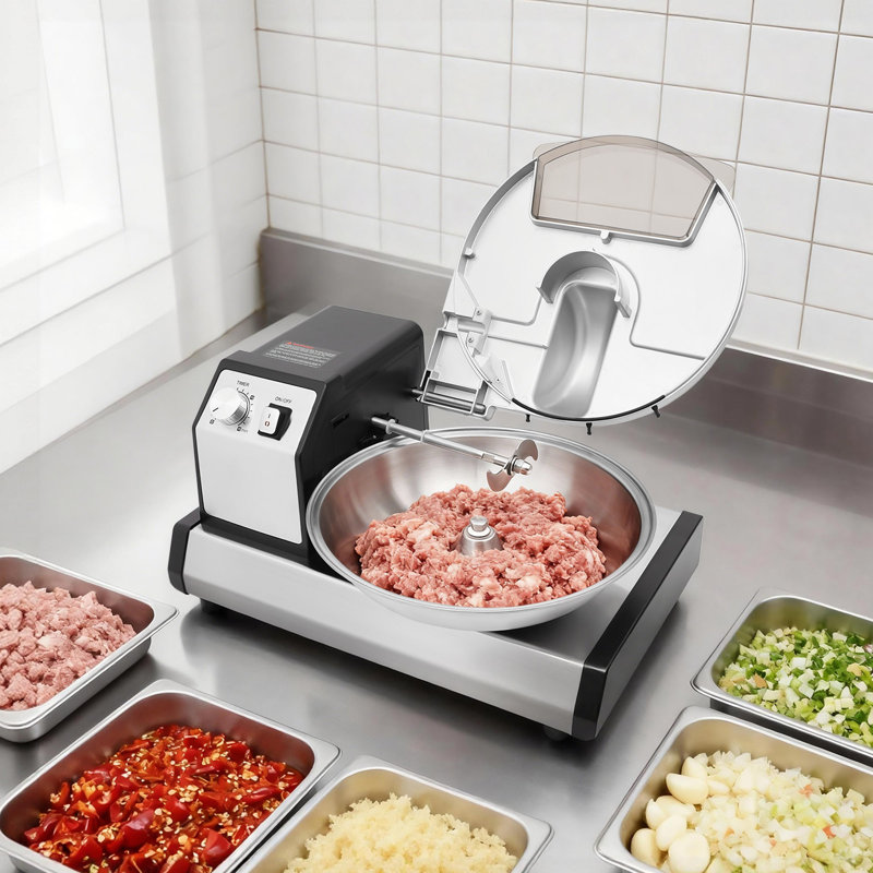 Commercial Electric Food Processor With Dual Motors, 5.28QT Bowl, Adjustable Timer & Safety Lock