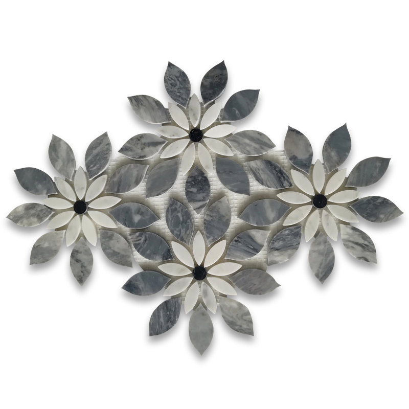 Bardiglio 12" x 13" Marble Novelty Mosaic Wall & Floor Tile, Light Gray