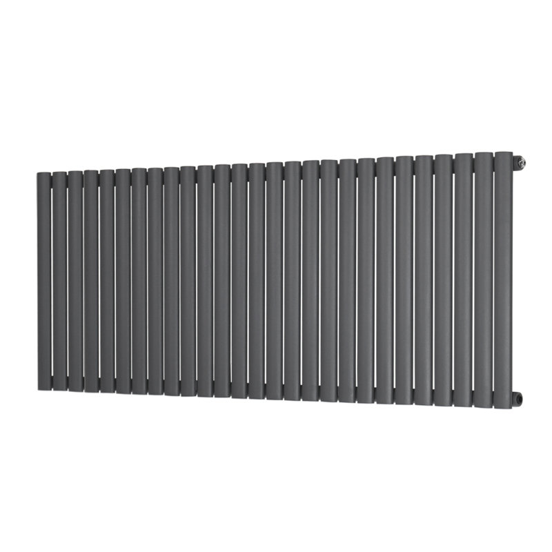 Shirly Horizontal Oval Panel Radiators, 1, Anthracite, 60cm H x 159.3cm W