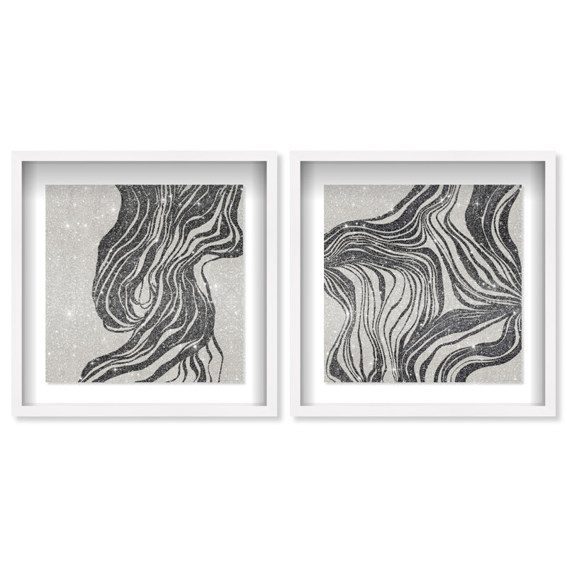 Emotional Set Shadowbox Abstract Print by Oliver Gal, Black Frame, 12 x 12, 41.5"H x 41.5"W, White Shadowbox