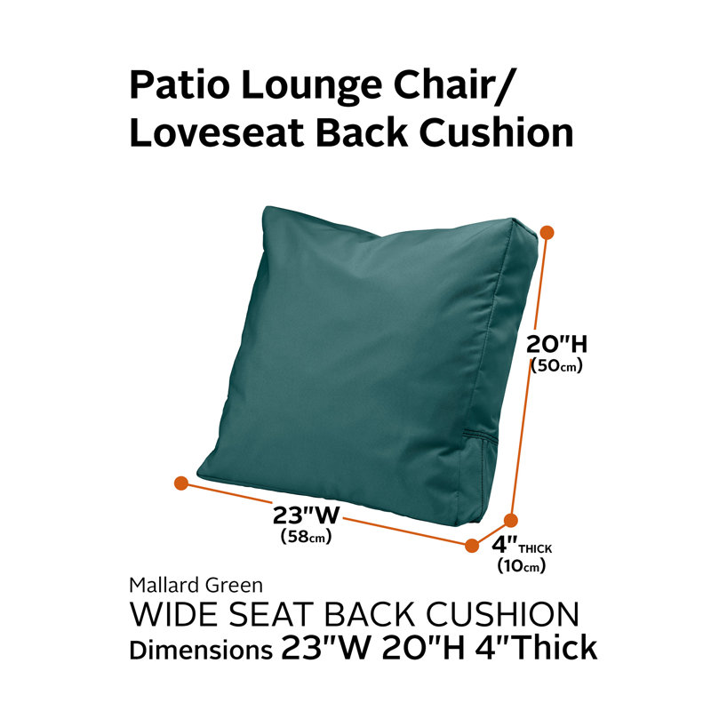 Ravenna Outdoor 4'' Back Cushion, Mallard Green, 23" H x 20" W x 4" D