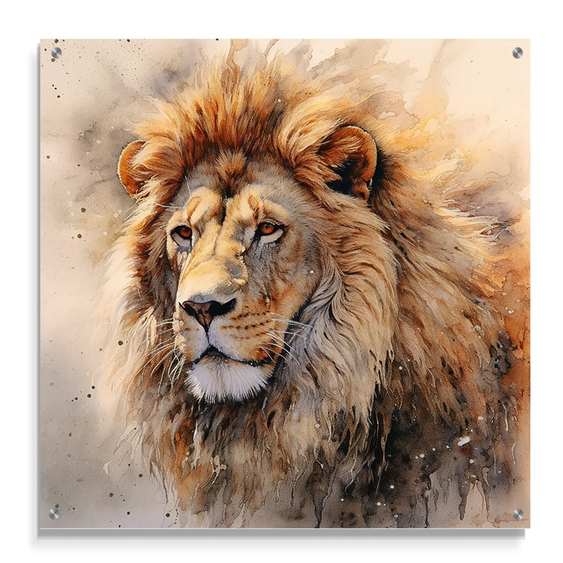 Tayvonne - lion, art mural acrylique, H 16 po x l 16 po