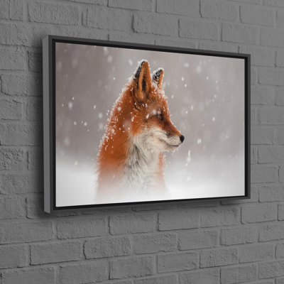 Art de renard dans la neige 3D sur le thème de l'hiver imprimé sur toile de coton pour la maison ou les décorations de Noël