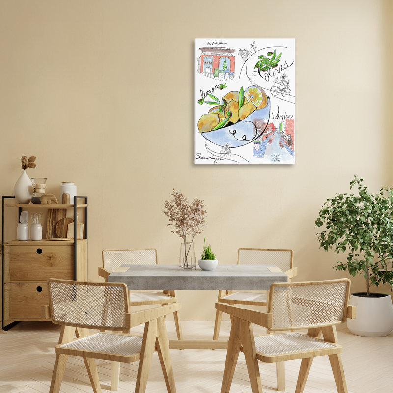 Collection de croquis de cuisine italienne, toile par Susan Lugar, H 20 po x l 16 po