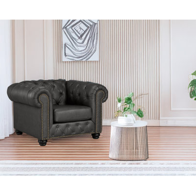 Toddington 48" Wide Tufted Genuine Leather Armchair