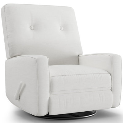 360° Swivel Rocker Recliner, Linen Manual Recliner Chair for Nursery, Living Room, Bedroom & Small Spaces