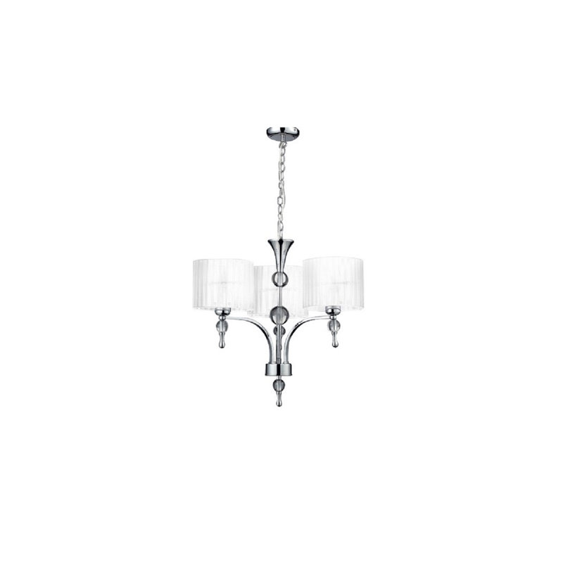3 - Light Drum Chandelier, White