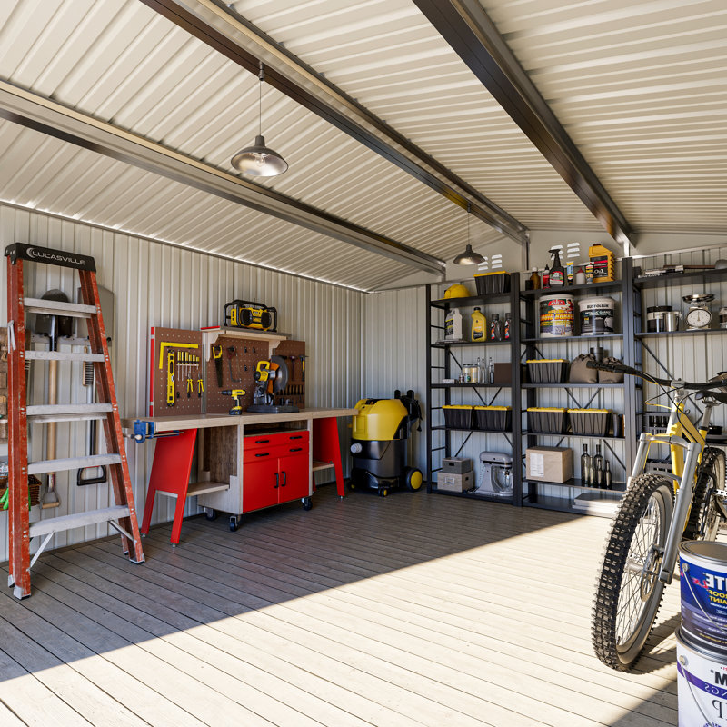 Rangement extérieur en métal de l 12 pi x P 10 pi avec structure de cadre actualisée et portes verrouillables