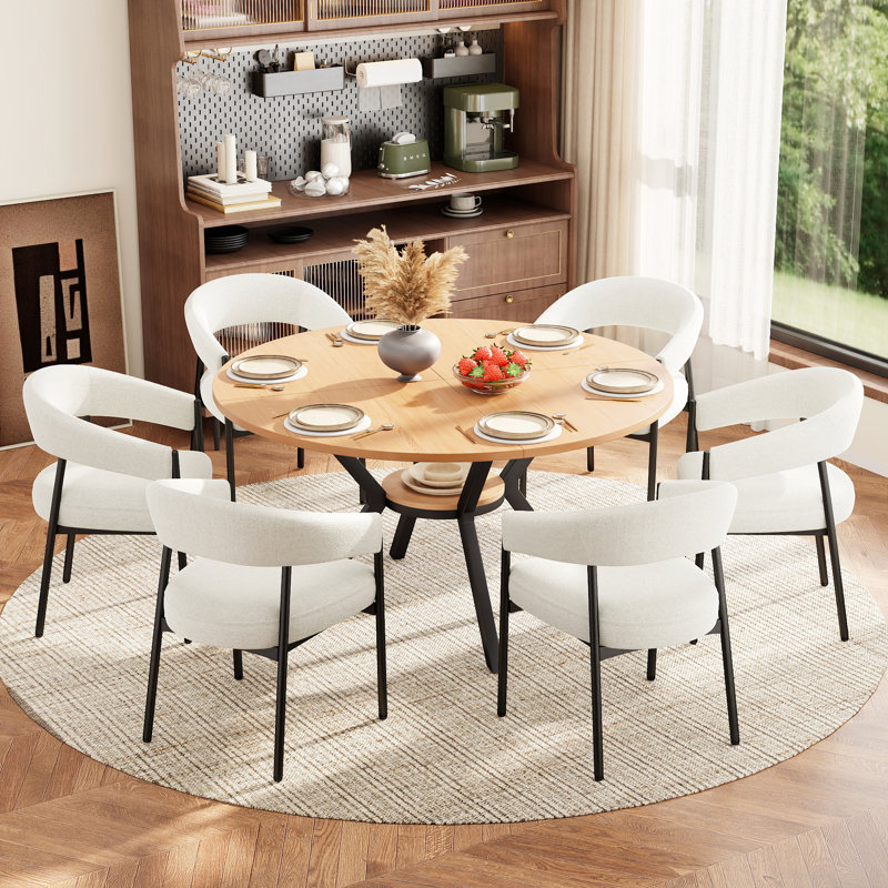 Ensemble de table de salle à manger moderne avec chaises rembourrées en chenille