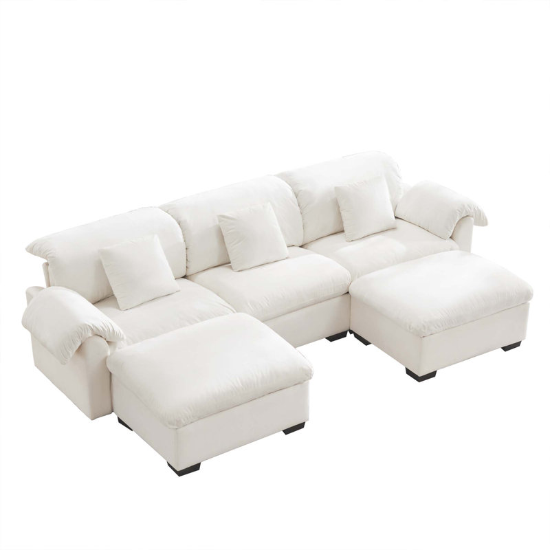 Grand canapé modulaire en forme de U à 3 sièges profonds avec sièges de rangement et 2 repose-pieds de rangement