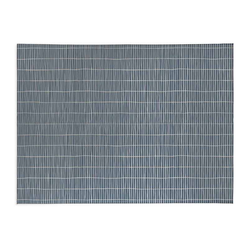 Tapis de cuisine antidérapant léger Snow Fence, Bleu, Rectangle 5 pi x 7 pi