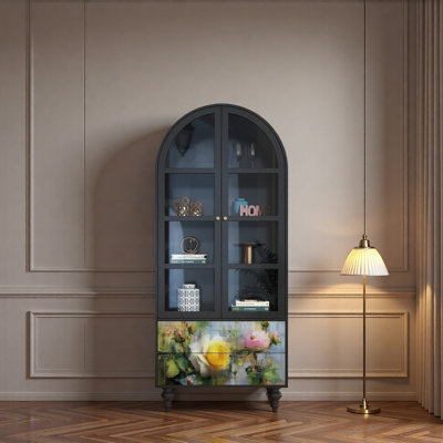 Vitrine en bois massif Floral