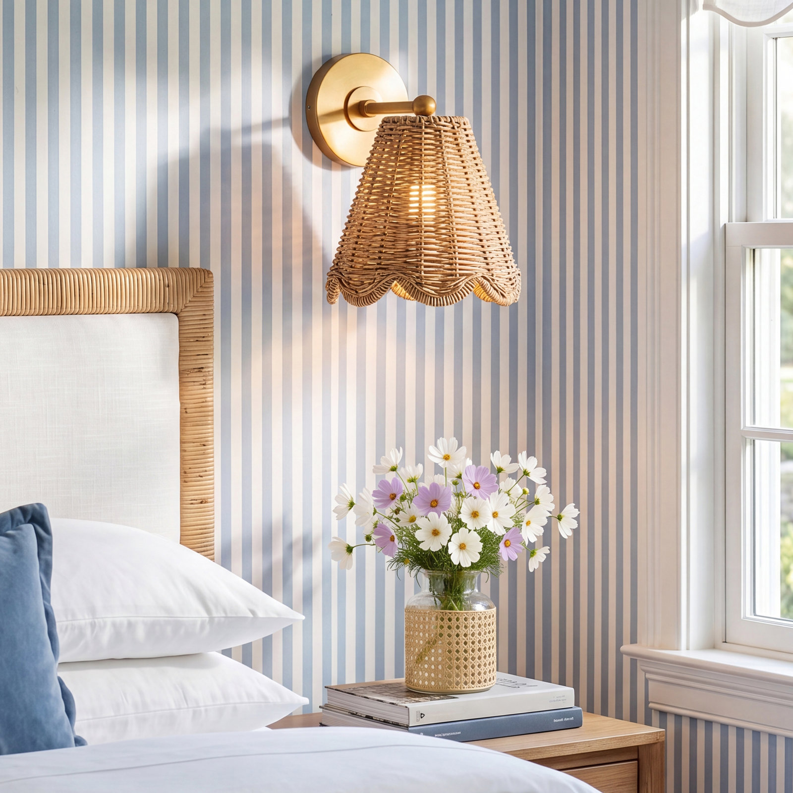 Kismet Single Light Dimmable Armed Sconce, Natural Brass