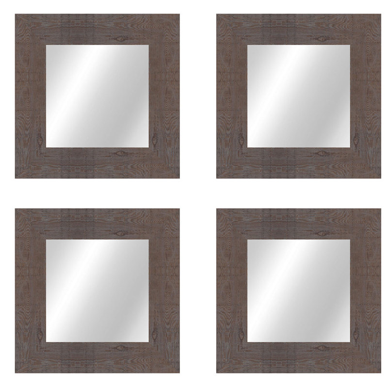 Flat Beveled Wall Mirror, Light Gray