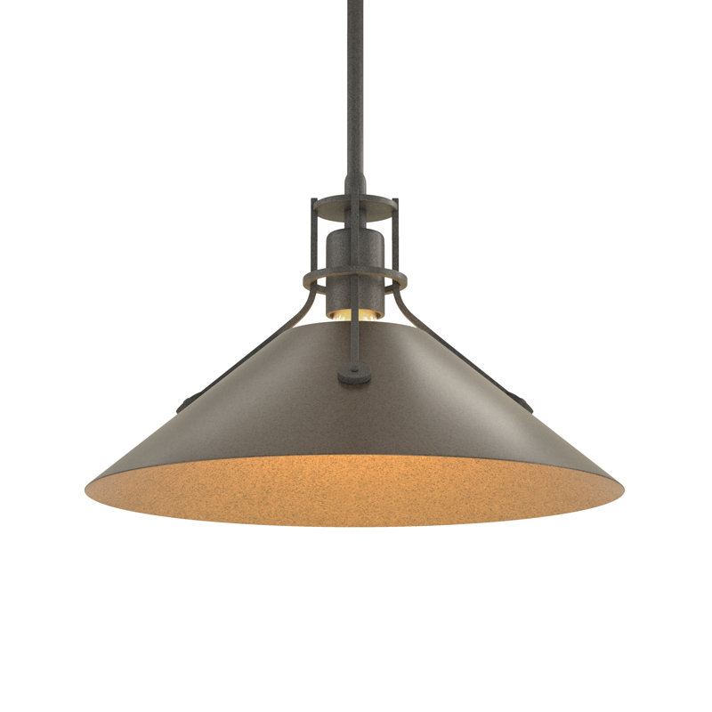 Henry 1 - Light Single Cone Pendant, Bronze, Natural Iron, 56.3'' H X 14.4'' W X 14.4'' D
