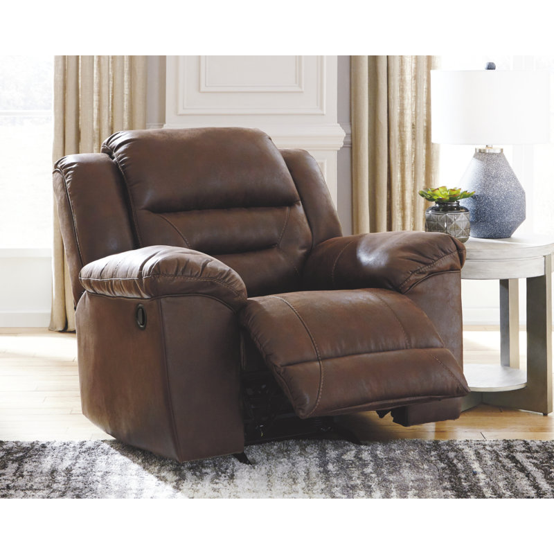 Reavis Faux Leather Recliner, Manual, Chocolate Faux Leather