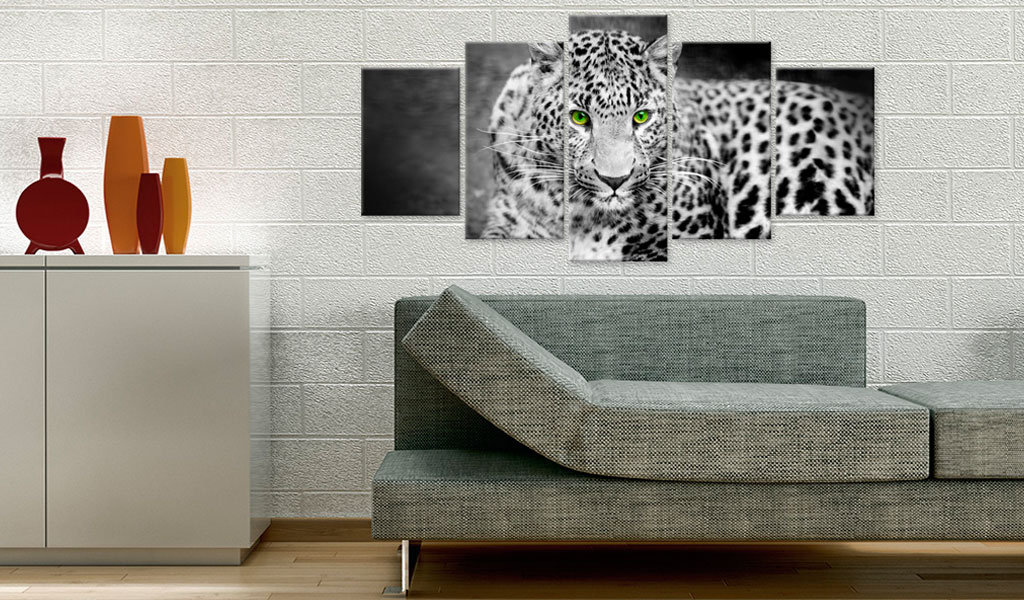 Leinwandbild - Leopard - black&white