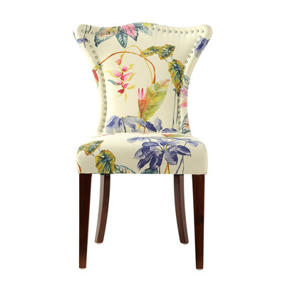 Paradise Upholstered Accent Chair, Off-White/Floral Printed On Woven