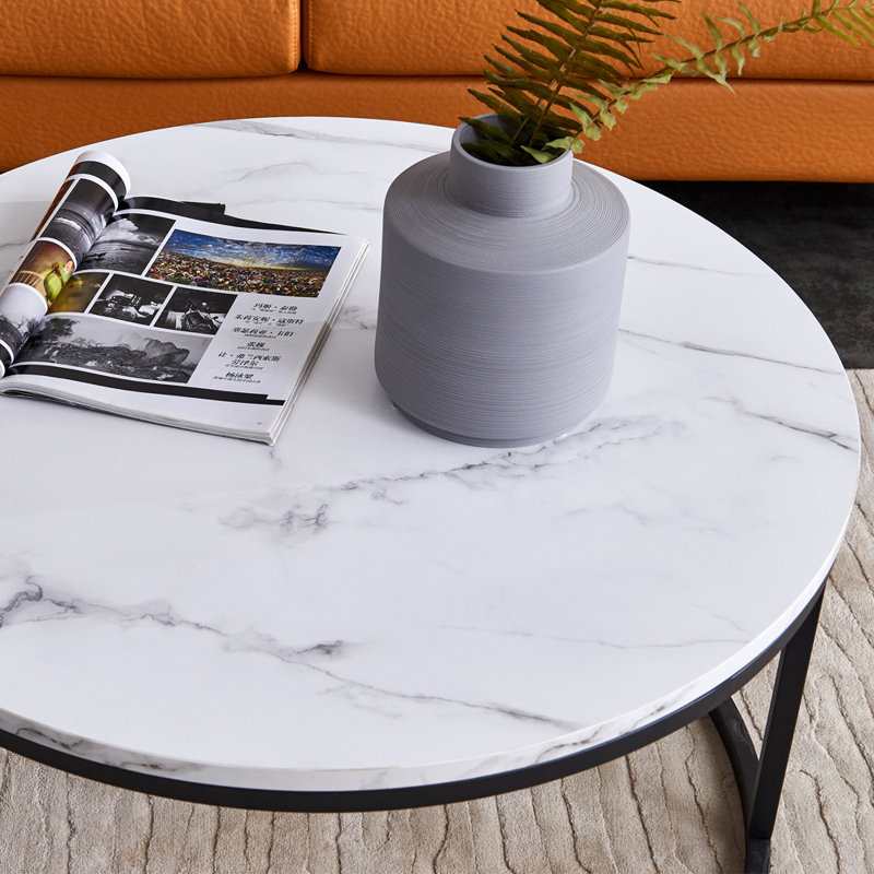 Coffee Table, Black, 45cm H x 80cm L x 80cm W, White