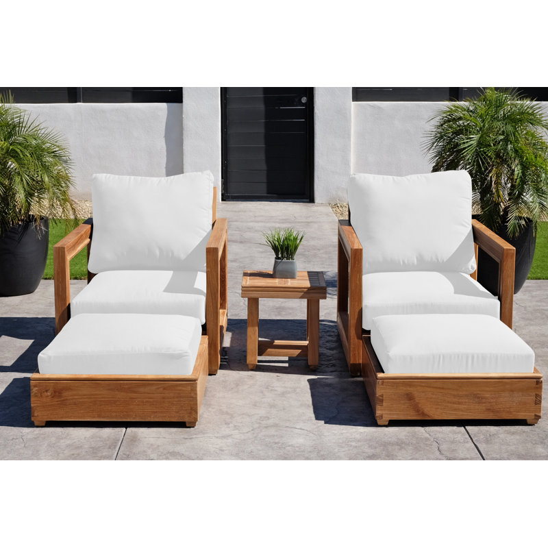 Chatsworth Outdoor 5 - Piece Teak Conversation Set, White Sunbrella®
