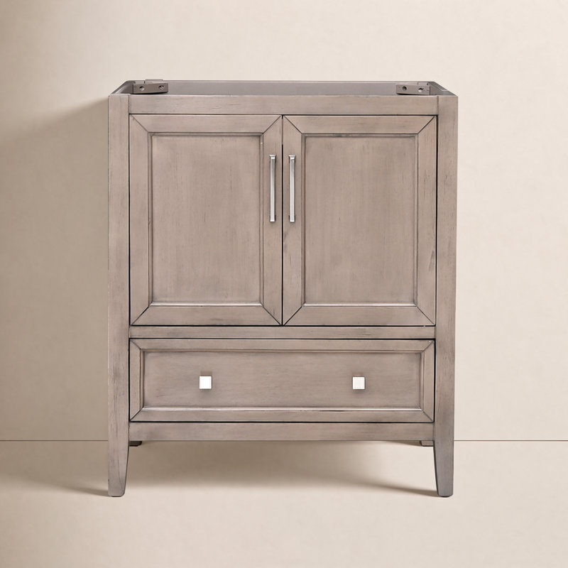 Everette 30'' W Single Bathroom Vanity Base, Gray Oak