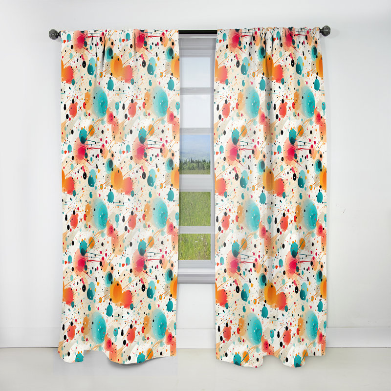 Multicolor Dance Polka Dots Pattern IV - Modern Velvet Curtain - Room Darkening - 1 Panel, 52" W x 63" L