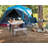 Rectangular Wood Metal Folding Outdoor Picnic Table With Umbrella Hole , 35.5'' in. W 23.63'' in. D