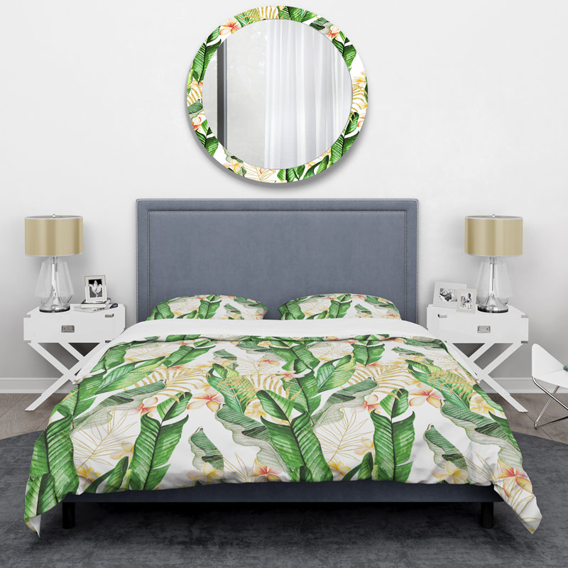 Ensemble de housse de couette en microfibre vert / ivoire 3 pièces