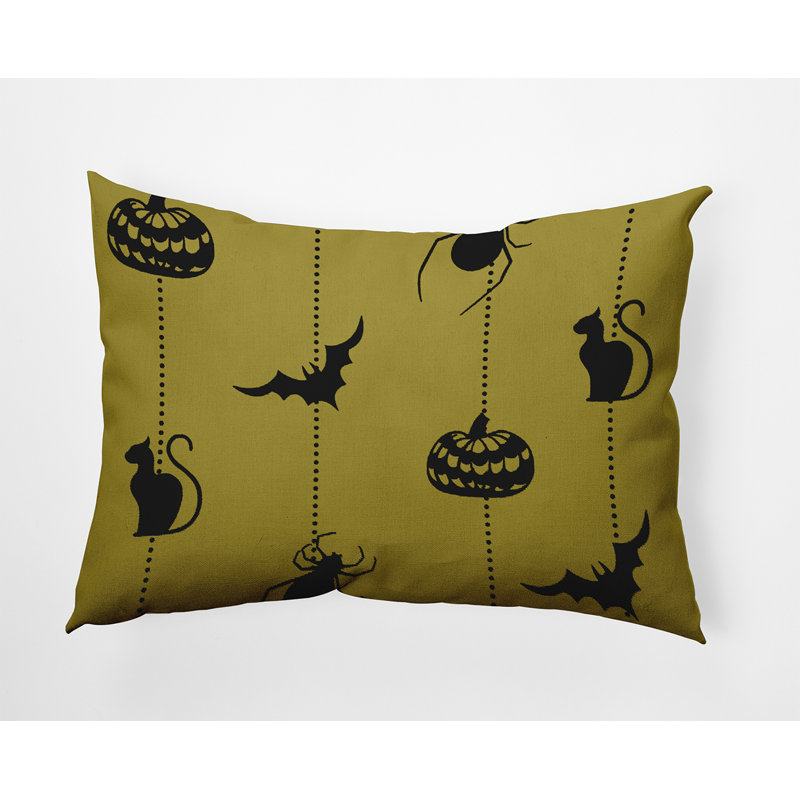 Halloween Web Accent Pillow, 14"H x 20"W, Muted Gold, Rectangle