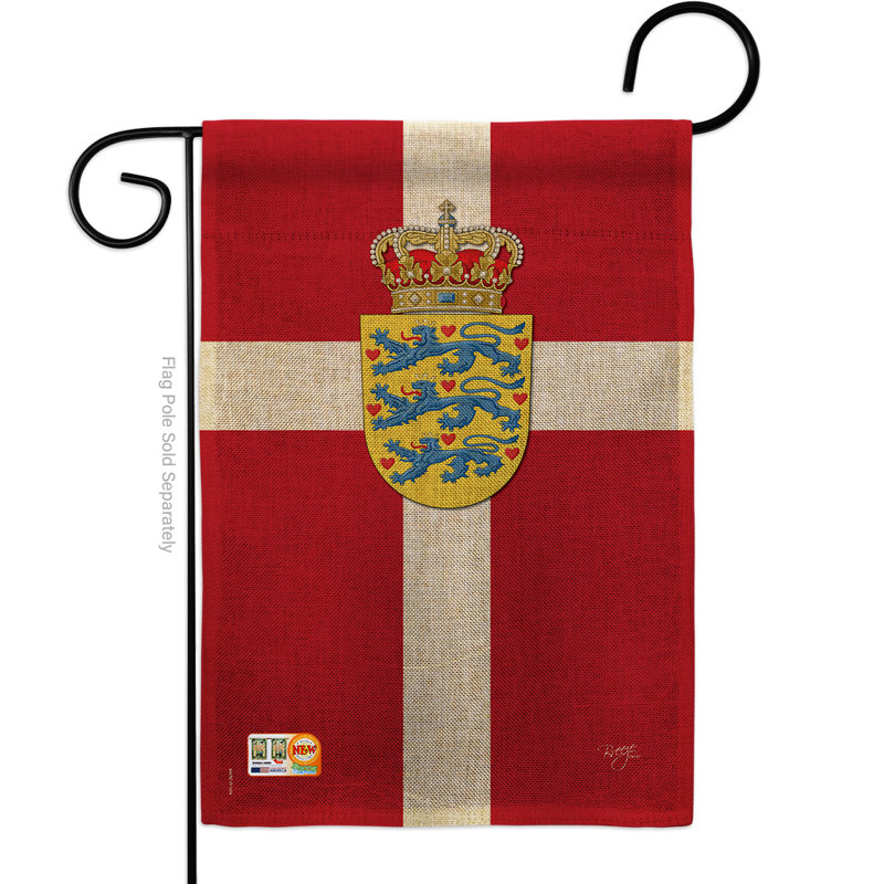 Drapeau de jardin à 2 côtés 5 pi 5 po x 1 pi. danemark de la nationalite the world en toile jutes