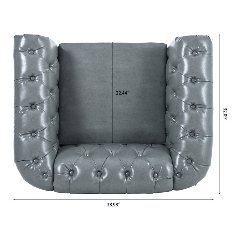 Ensemble de 2 chaises capitonnées Chesterfield, Gray