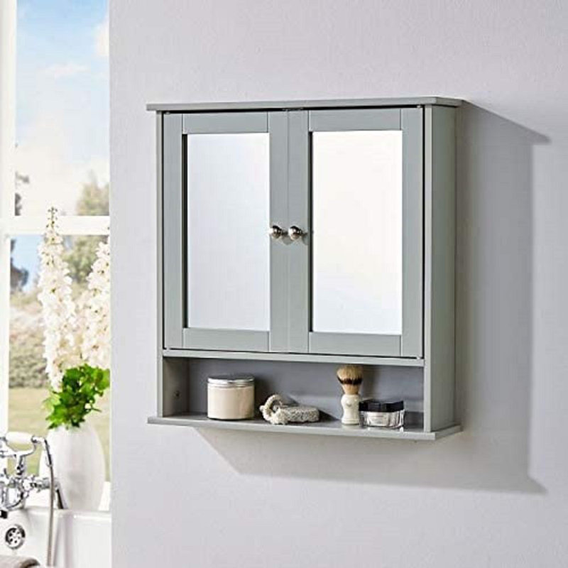 Fawna 560mm W 580mm H Surface Framed Medicine Cabinet Mirror 2 Fixed