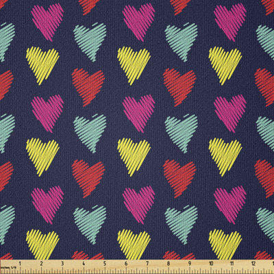 Craig-Jamie Colourful Hearts Valentine's Day Multi-Purpose Fabric