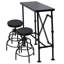 Ensemble de table de bar industriel et 2 tabourets, bois de pin massif avec finition noyer noir, table de bar à hauteur fixe avec tabourets réglables pour la cuisine, la salle à manger, le bar et le café-347993579