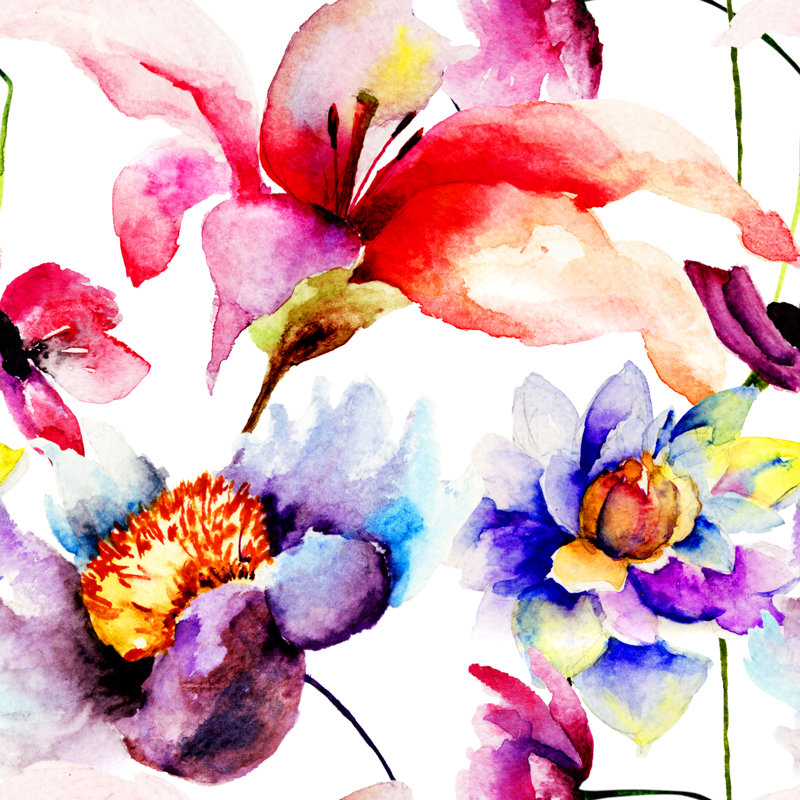 Papier peint sans soudure Kharbanda avec fleurs sur toile par Ateli, H 20 po x l 20 po