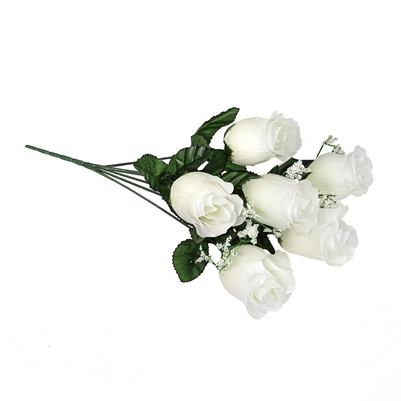 Bouquet de roses artificielles, Blanc, crème