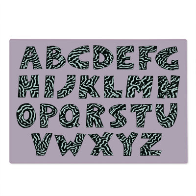 Ambesonne Pink Zebra Cutting Board Large Size Funky Letters Trippy Pale Pink White