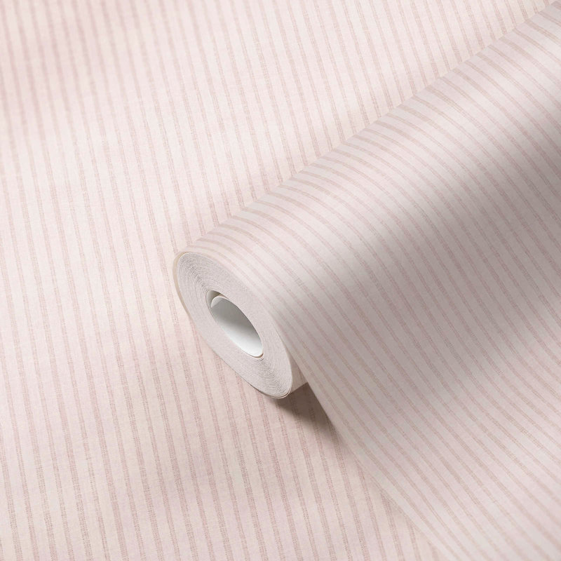 Maison Charme Pinstripe Motif 10.05m x 53cm Wallpaper Roll, Pink