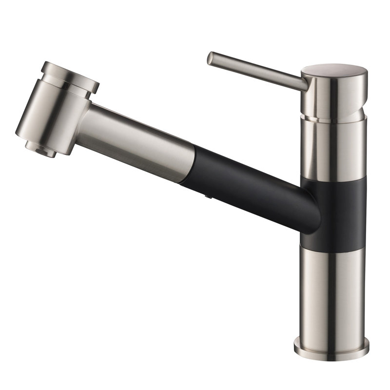 Blossom Pull Down Kitchen Faucet, Brush Nickel/Black