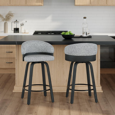 26'' Swivel Upholstered Counter Stool With Wood Frame
