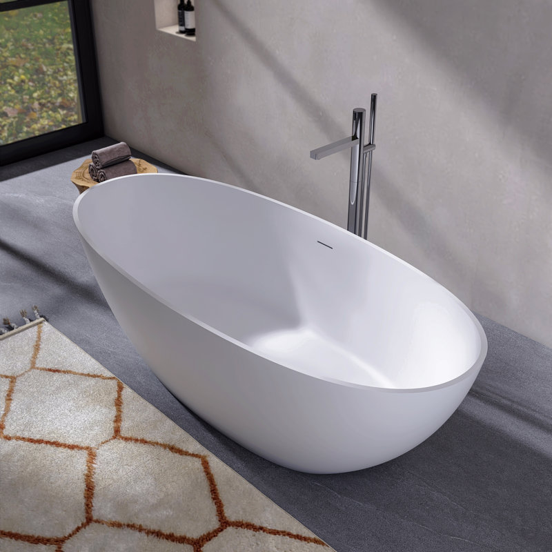 Baignoire autoportante de 70,87 pouces en surface solide pour salle de bain