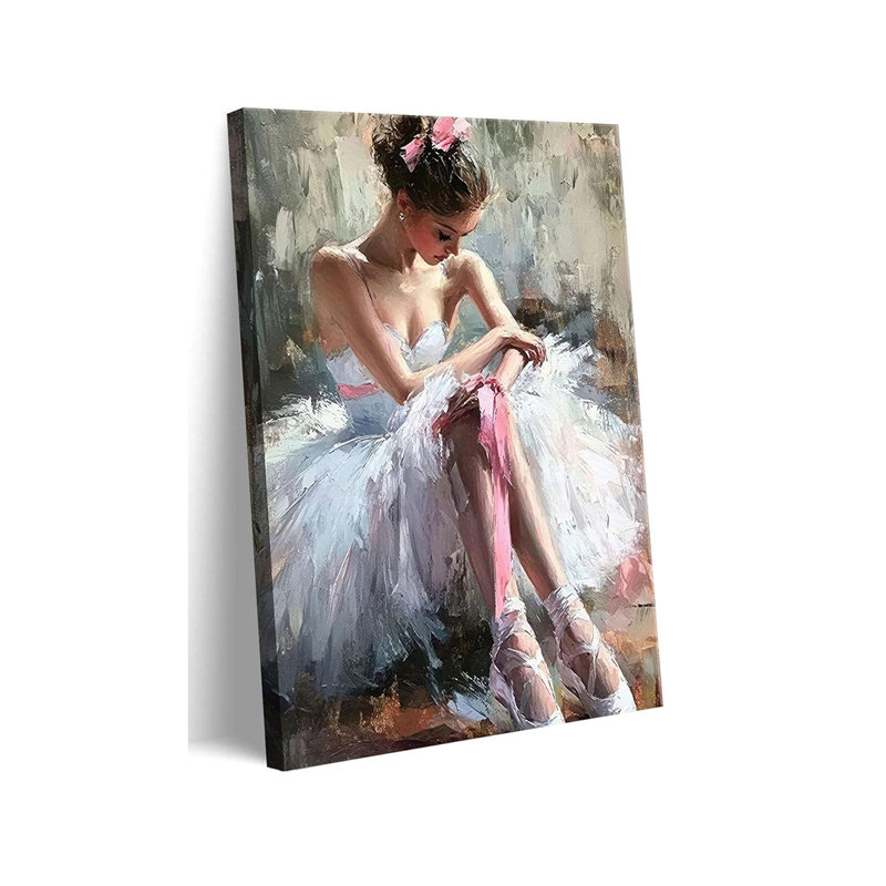 Pink Ballerina Girl Canvas Wall Art Ballet Lover Wall Decor Picture Modern Ballet Dancer Poster Print for Dance Studio Bedroom Girls Room Preppy Dormitory Painting Artwork Home Decoration
