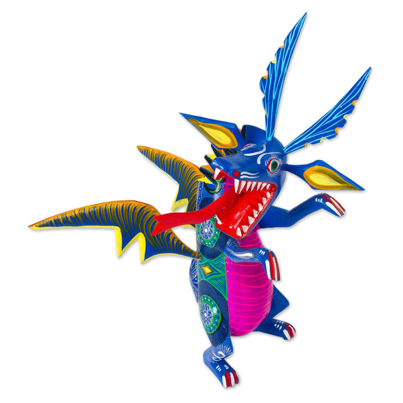 Happy Dragon Wood Alebrije Figurine