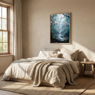 «Pink Cherry Blossoms», art mural sur toile, "Forêt brumeuse"