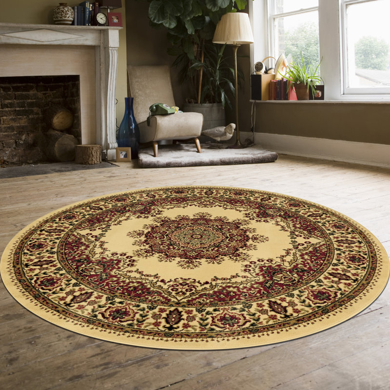 Tapis de zone ivoire Rufina, Rond 5 pi 3 po