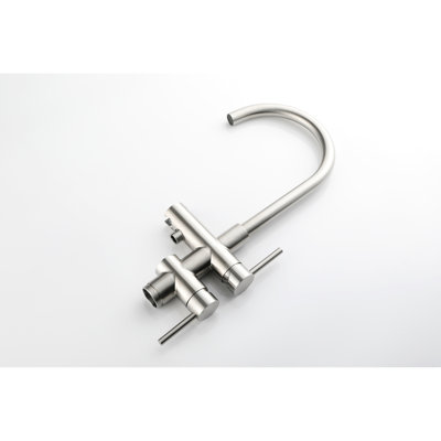 Tub Filler In Brushed Nickel With Handheld Shower, 360 Degree Swivel Spout, Floor Mounted Elegant Fixture Freestanding Faucet Nickel, Shower Mixer Taps, Ornament